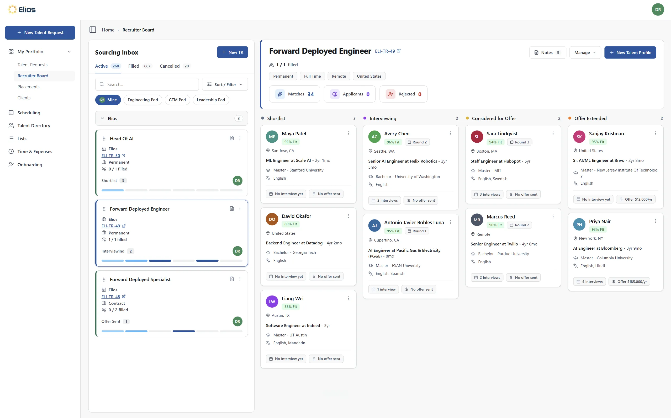 Elios Insights platform dashboard